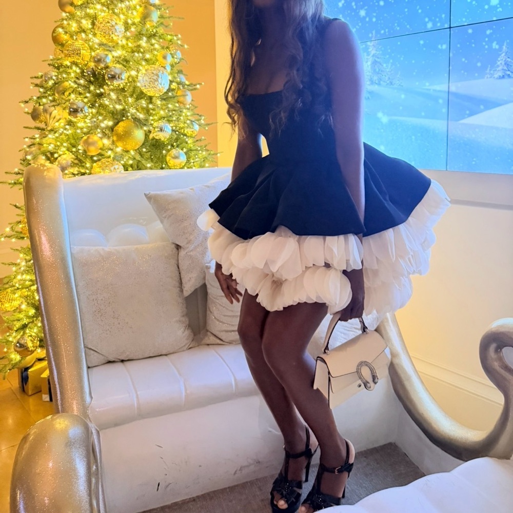 Bronx and Banco Catalina Mini Dress in Black & Beige
